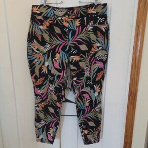 Terra & Sky Black Multicolor Floral Pants